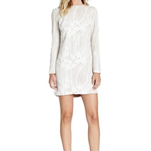 dress the population white sequin dress